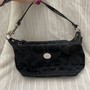 COACH black monogram wristlet/shoulder bag/clutch